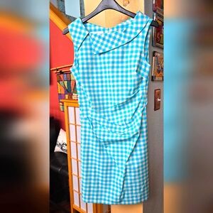 NWOT Sara Campbell Turquoise check Magic Dress Size 10
